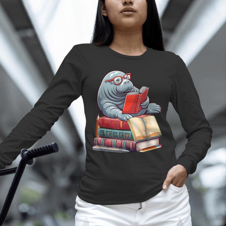Manatee Reading Books Matching Bookworm Readers Librarian Unisex Long Sleeve T-Shirt Manatee Reading Books Matching Bookworm Readers Librarian Unisex Long Sleeve T-Shirt
