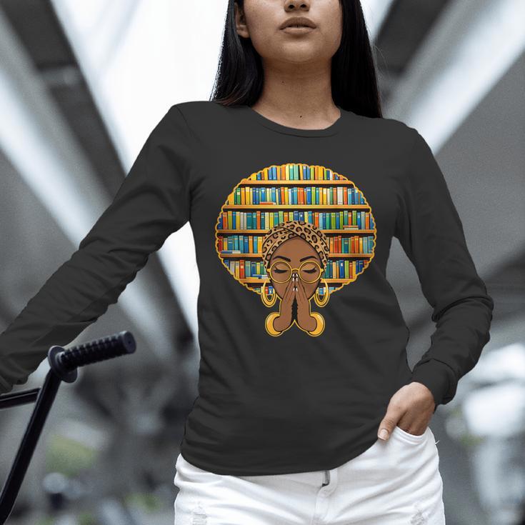 Melanin Afro Women Girl Book Librarian History African Unisex Long Sleeve T-Shirt