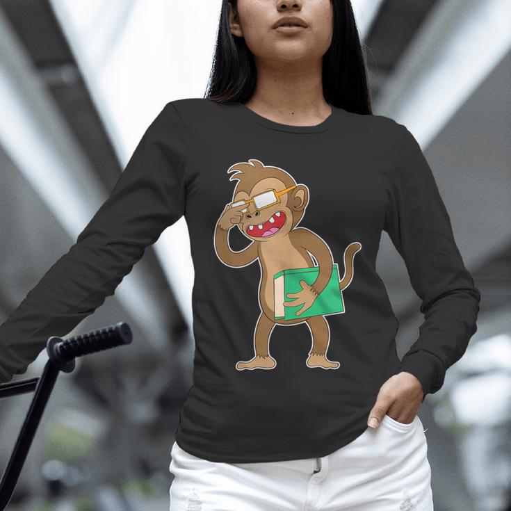 Monkey With a Book Unisex Long Sleeve T-Shirt Monkey With a Book Unisex Long Sleeve T-Shirt