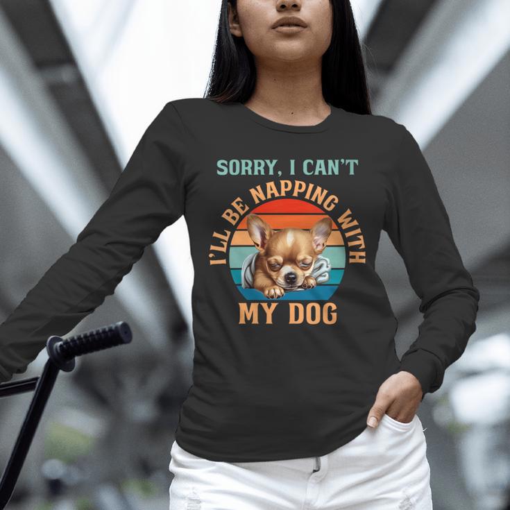 Napping Chihuahua Dog Breed Sleeping Pet Pup Introvert Unisex Long Sleeve T-Shirt