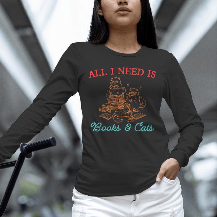 All I Need Is Books & Cats Cozy Unisex Long Sleeve T-Shirt