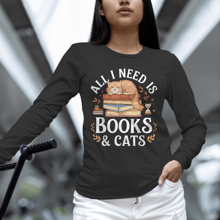 All I Need Is Books And Cats Reading Unisex Long Sleeve T-Shirt