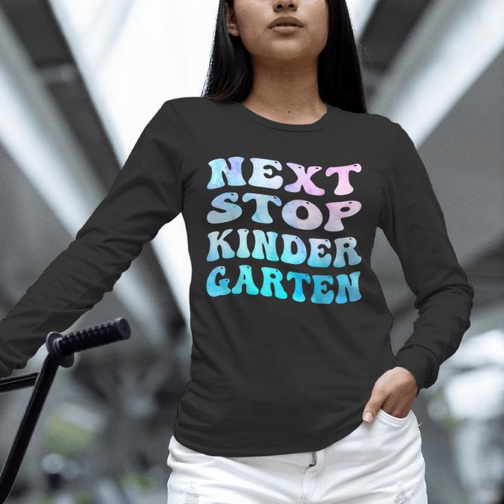 Next Stop Kindergarten Groovy Graduation Last Day Of School Unisex Long Sleeve T-Shirt