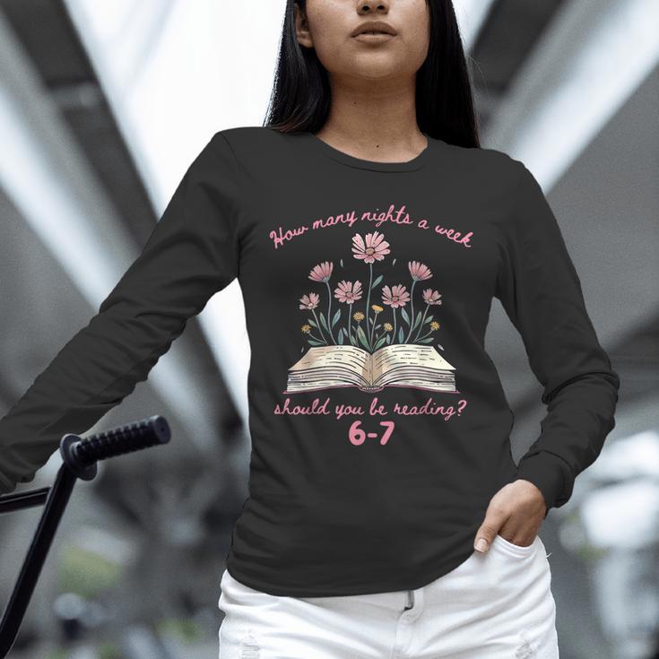 How Many Nights Reading 67 Meme Floral Book Lover Teacher Unisex Long Sleeve T-Shirt How Many Nights Reading 67 Meme Floral Book Lover Teacher Unisex Long Sleeve T-Shirt