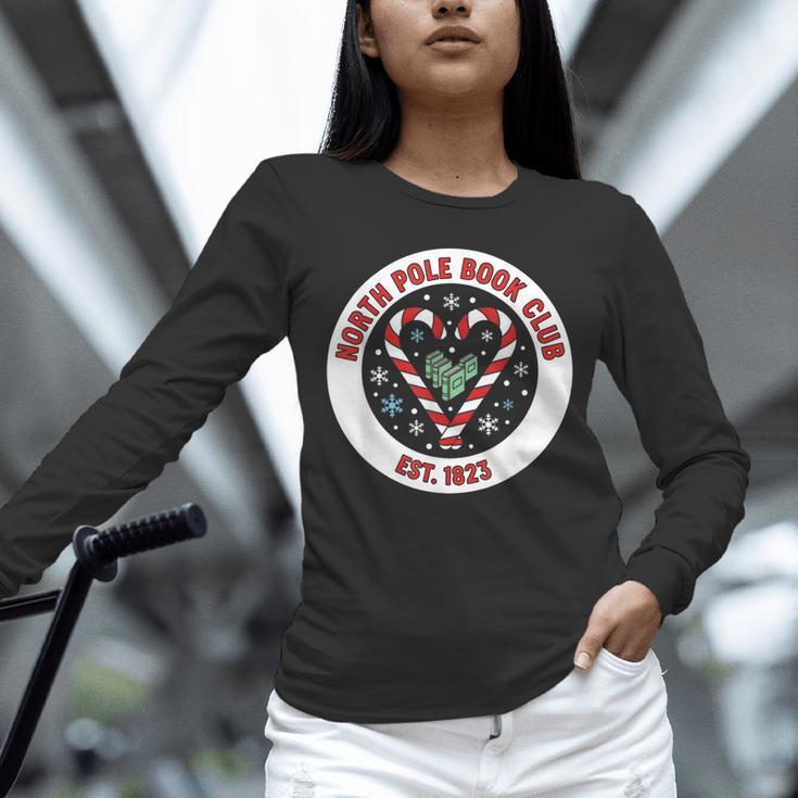 North Pole Book Club Shirt Candy Cane Christmas Unisex Long Sleeve T-Shirt