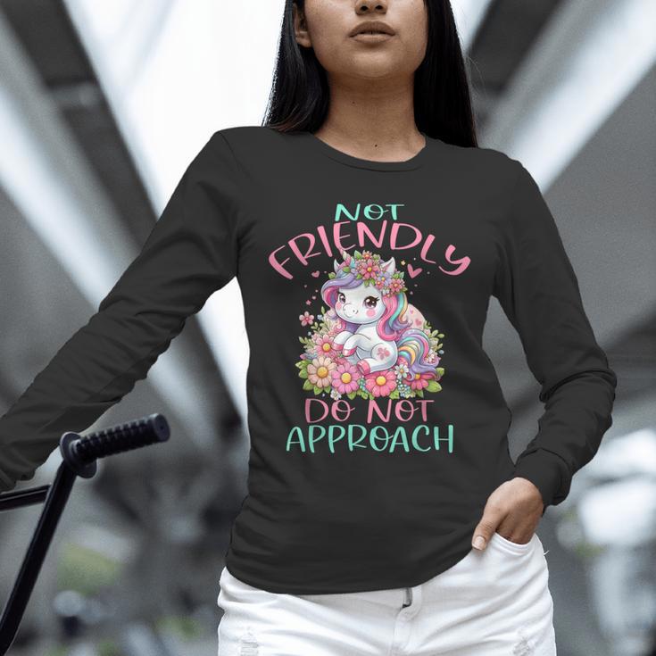 Not Friendly Do Not Approach Women & Girls Unicorn Cute Introvert & Humor Lovers For Women V-Neck Classic Fit Modern Short Sleeve Unisex Long Sleeve T-Shirt