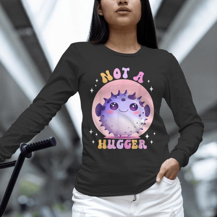 Not a Hugger Cute Pufferfish Autism Awareness Introverts Unisex Long Sleeve T-Shirt