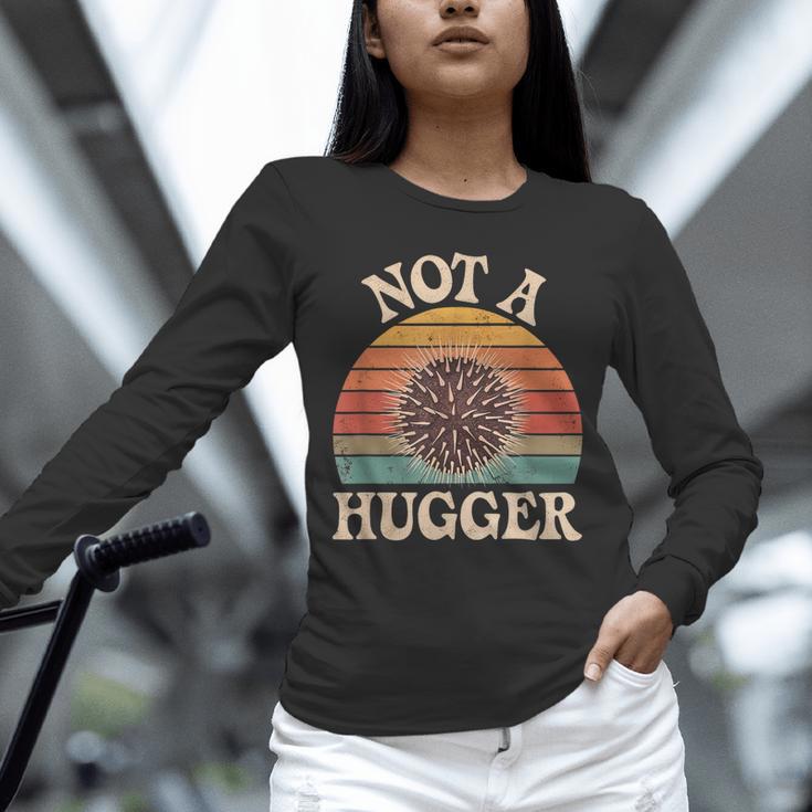 Not A Hugger Retro Sea Urchin Sarcastic Introvert Unisex Long Sleeve T-Shirt