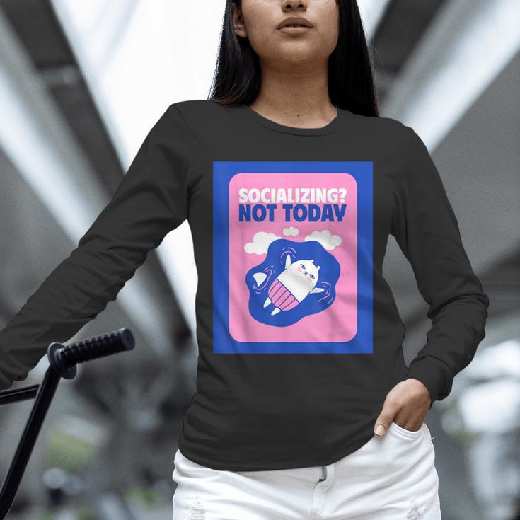 Not Today Cool Fun Cute Introvert Cat Character Unisex Long Sleeve T-Shirt Not Today Cool Fun Cute Introvert Cat Character Unisex Long Sleeve T-Shirt