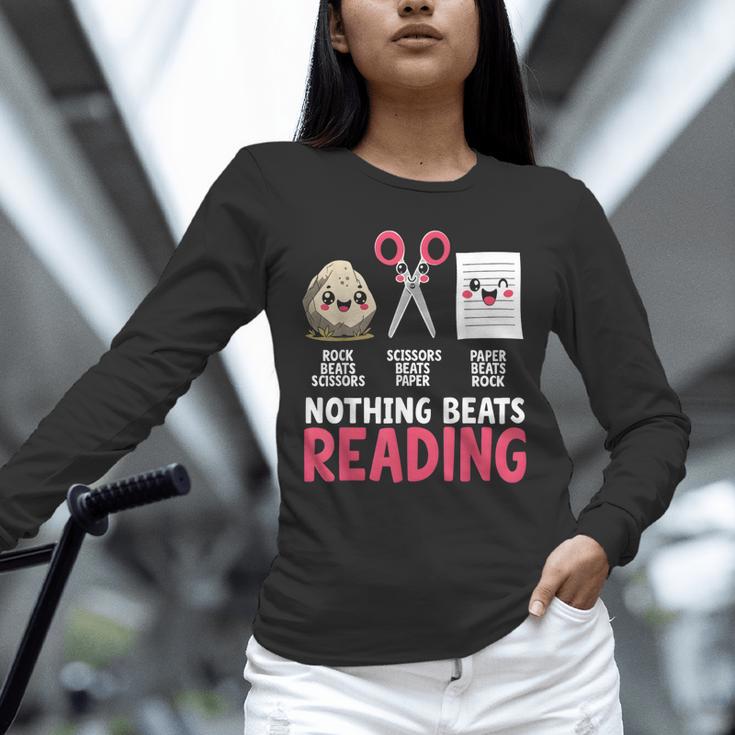 Nothing Beats Reading Rock Paper Scissors Book Lover Library Unisex Long Sleeve T-Shirt