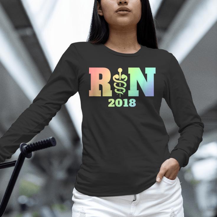 Nurse Graduation Shirt RN Est 2018 Rainbow Tshirt Unisex Long Sleeve T-Shirt