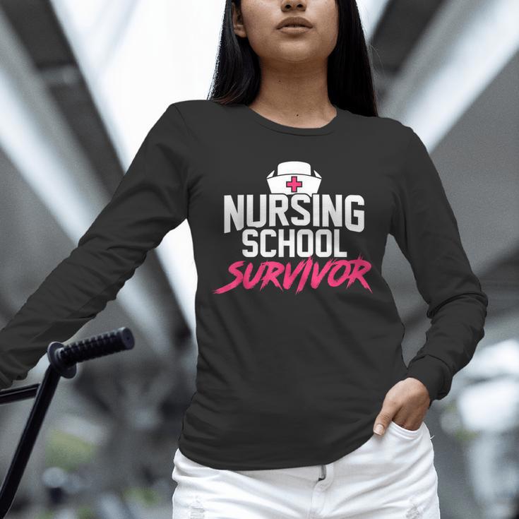 Nursing School Survivor Shirt Graduation Party Tee Unisex Long Sleeve T-Shirt