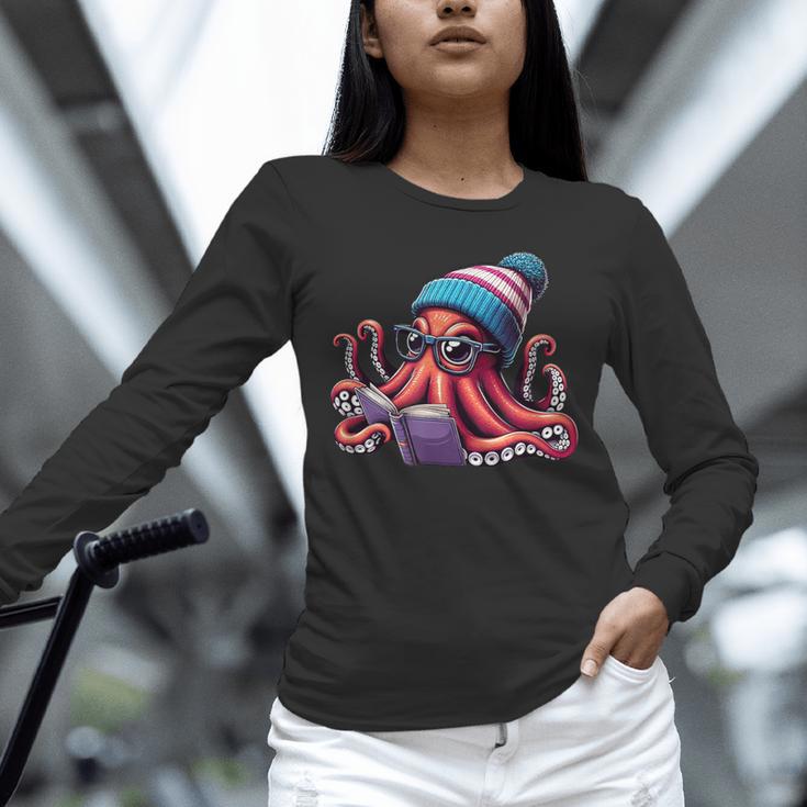 Octopus Reading Book Kraken Book Lover Unisex Long Sleeve T-Shirt