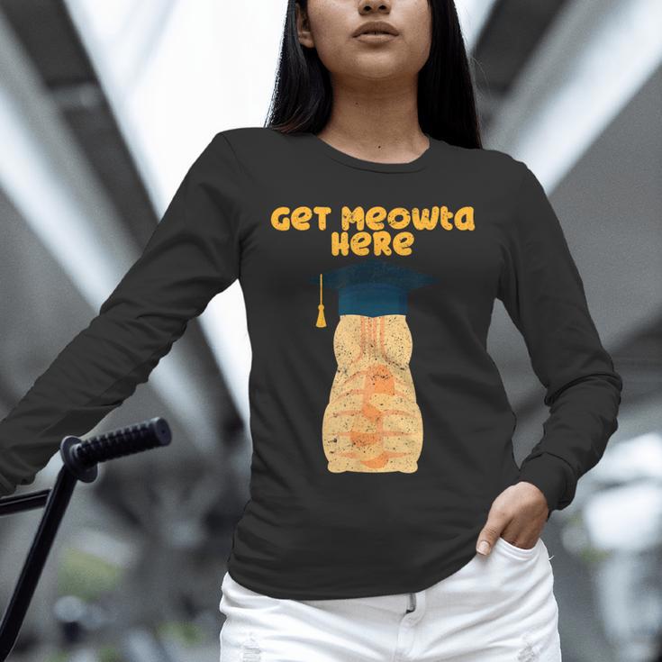 Orange Tabby Cat Graduation Distressed Shirt For Grads For Men Women Girls Kids Unisex Long Sleeve T-Shirt