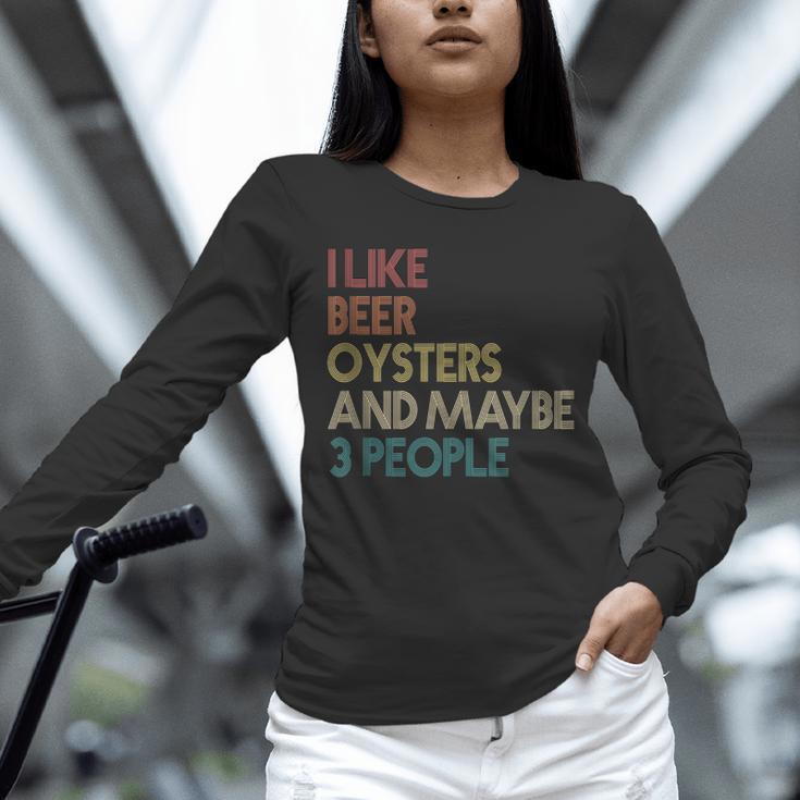 Oysters And Beer Lovers Introvert Quote Vintage Retro Unisex Long Sleeve T-Shirt