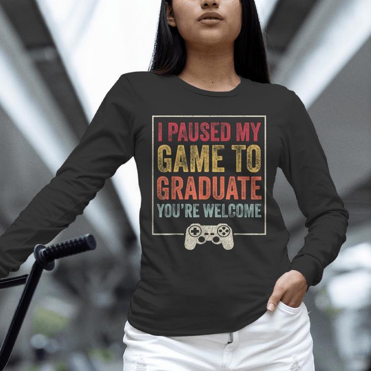 I Paused My Game To Graduate Gamer Graduation Men Boys Unisex Long Sleeve T-Shirt