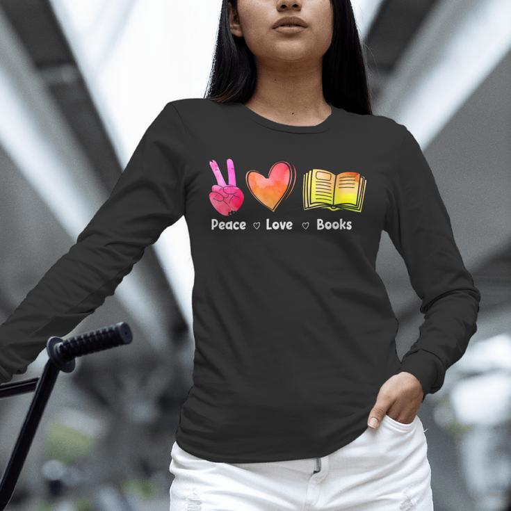 Peace Love Books Reader Librarian Library Book Unisex Long Sleeve T-Shirt Peace Love Books Reader Librarian Library Book Unisex Long Sleeve T-Shirt