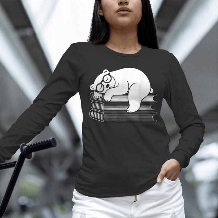 Polar Bear Reading Book Pajama Sleep Unisex Long Sleeve T-Shirt