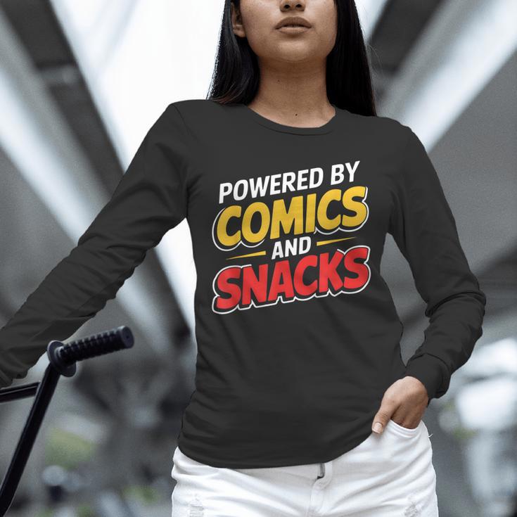 Powered By Comics And Snacks Comic Book Lover Unisex Long Sleeve T-Shirt Powered By Comics And Snacks Comic Book Lover Unisex Long Sleeve T-Shirt