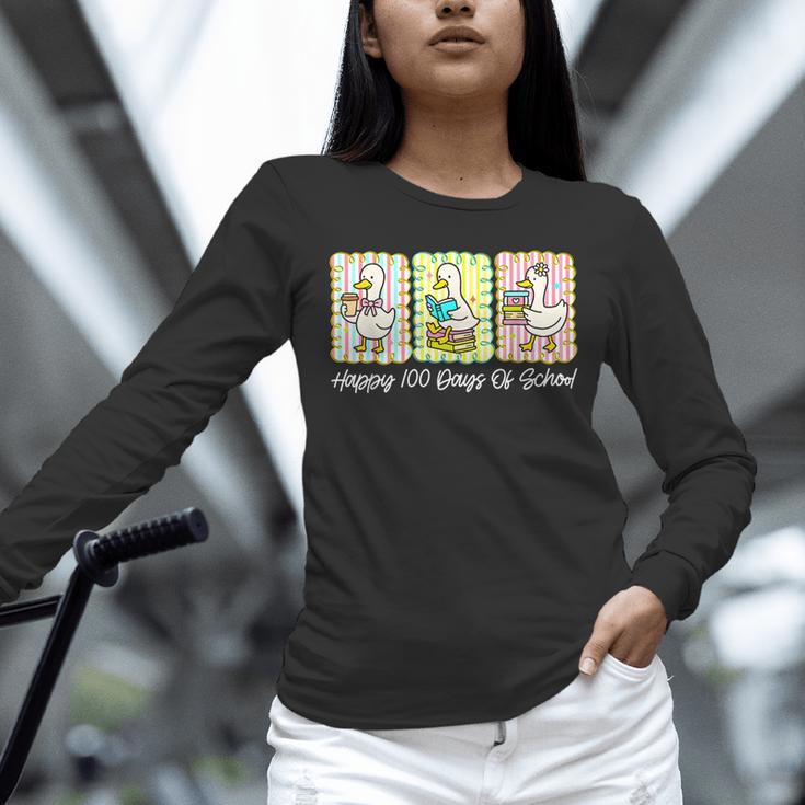 Preppy 100 Days Of School Goose Coffee Books Teacher Life Unisex Long Sleeve T-Shirt