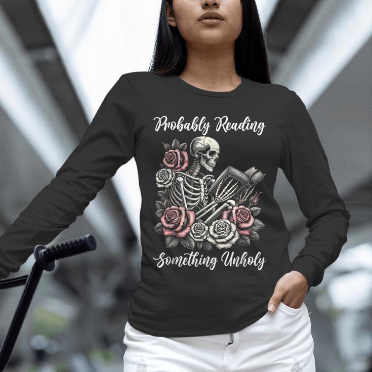 Probably Reading Something Unholy Book Lovers Unisex Long Sleeve T-Shirt