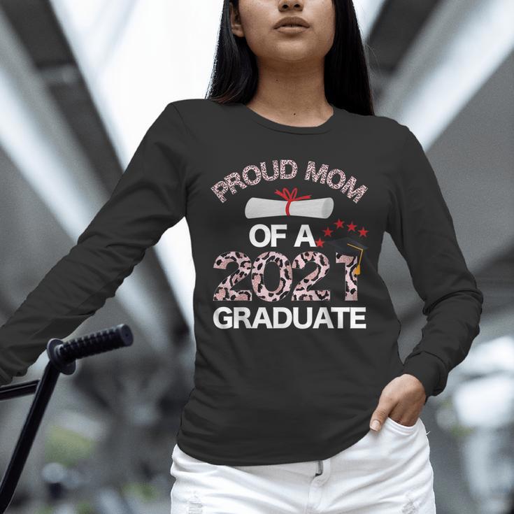 Proud Mom Of A 2021 Graduate Leopard Print Graduation Mama Unisex Long Sleeve T-Shirt