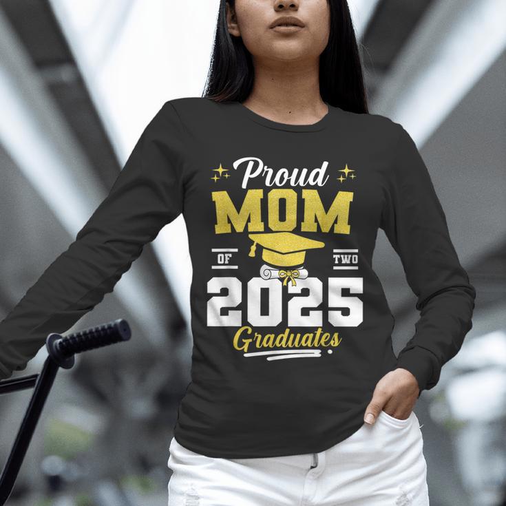 Proud Mom Of Two Class Of 2025 Graduates Twins Graduation Unisex Long Sleeve T-Shirt