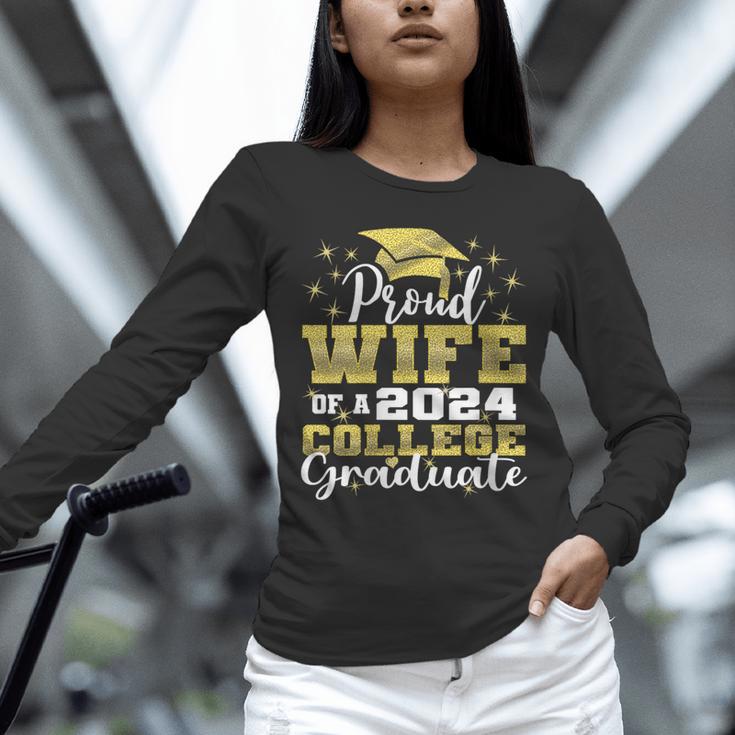 Proud Wife Of 2024 College Graduate Family 24 Graduation Unisex Long Sleeve T-Shirt