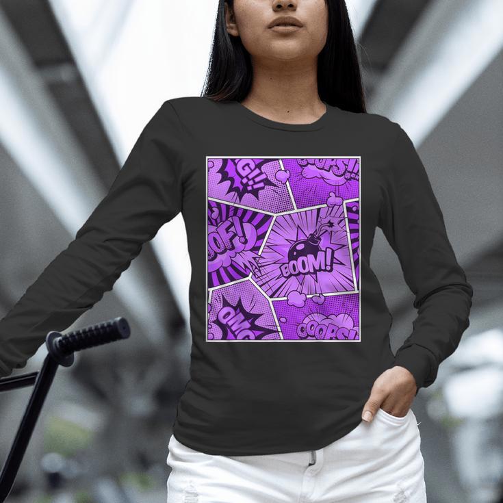 Purple Comic Book Purple Color Graphic Unisex Long Sleeve T-Shirt