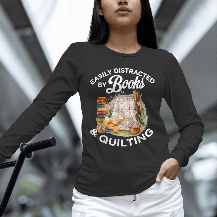 Quilting Sewing Machine Quilter Easily Distracted By Book Unisex Long Sleeve T-Shirt