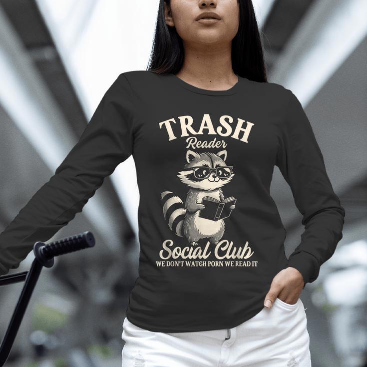 Raccoon Bookworm Readers Library Smut Reader Spicy Book Romance Rash Reader Social Club Unisex Long Sleeve T-Shirt