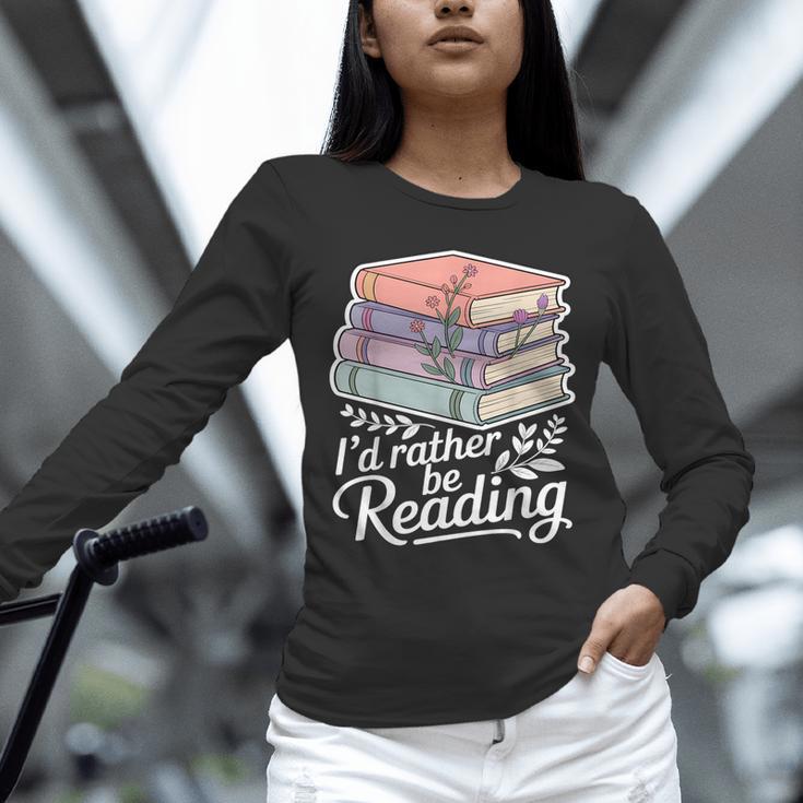 Rather Be Reading Book Lover Stack Unisex Long Sleeve T-Shirt