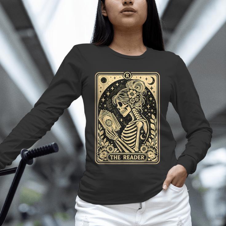 The Reader Tarot Card Book Lover Skeleton Reading Book Unisex Long Sleeve T-Shirt
