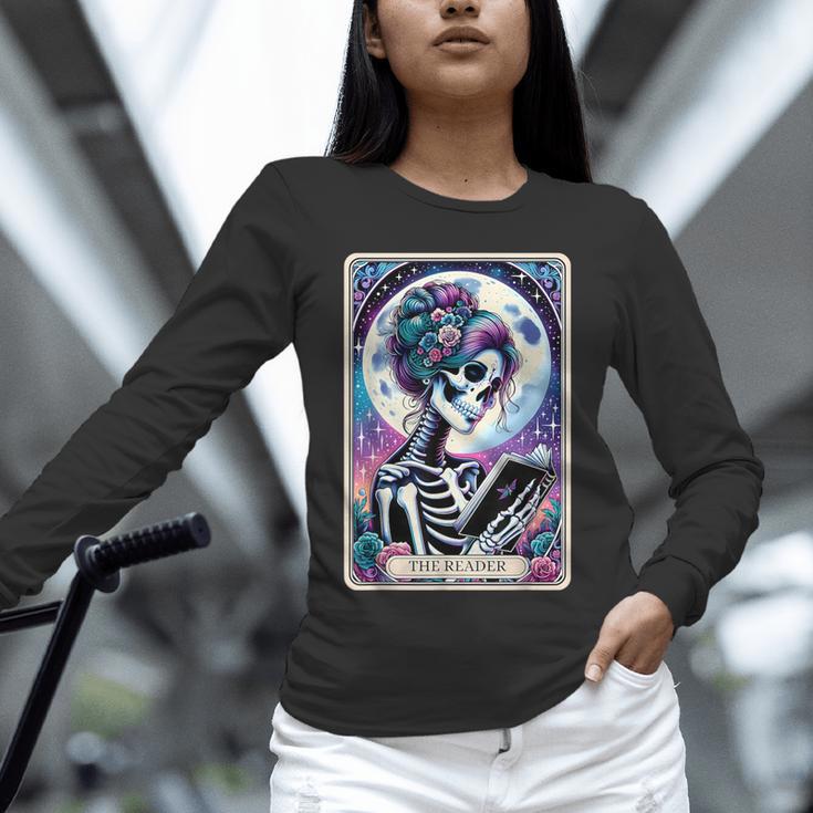 The Reader Tarot Card Reading Skeleton Skull Book Lover Unisex Long Sleeve T-Shirt