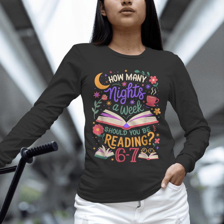 Reading 6 7 Meme Six Seven Cozy Book Lover Teacher Unisex Long Sleeve T-Shirt
