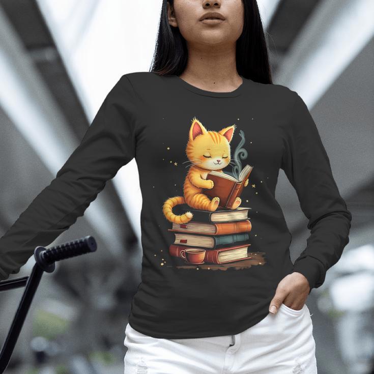Reading Cat Books Cute Unisex Long Sleeve T-Shirt