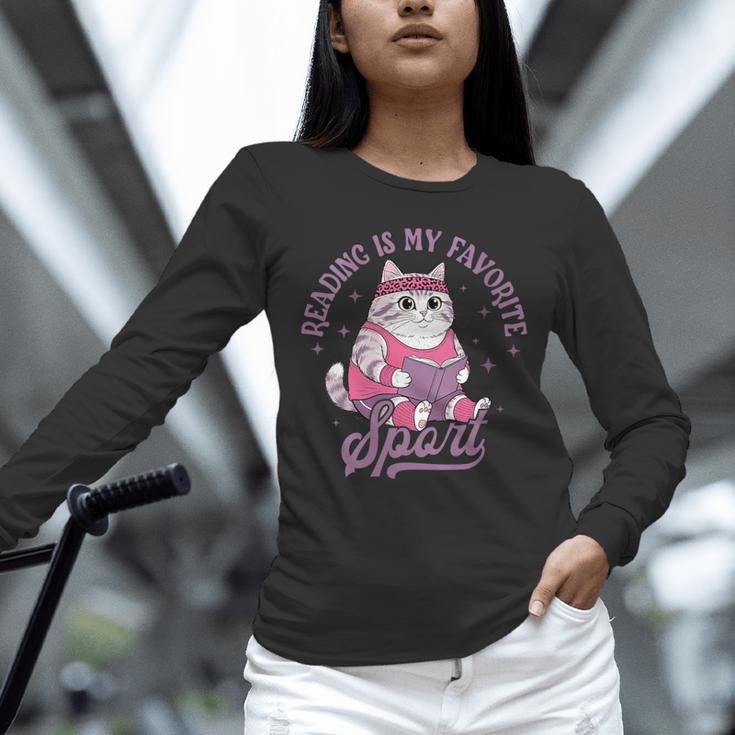 Reading Is My Favorite Sport Bookworm Cat Lover Book-Club Unisex Long Sleeve T-Shirt