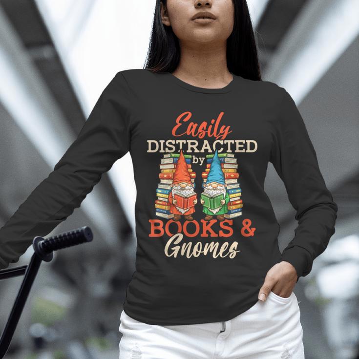 Reading Gnomes Cute Easily Distracted By Books And Gnomes Unisex Long Sleeve T-Shirt