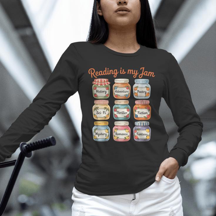 Reading Is My Jam Cute Jelly Jars Book Genres Unisex Long Sleeve T-Shirt