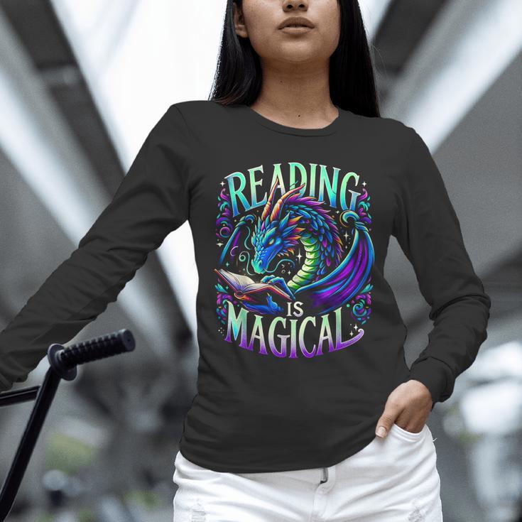Reading Is Magical Dragon Tee Perfect For Book Lovers Kids Unisex Long Sleeve T-Shirt