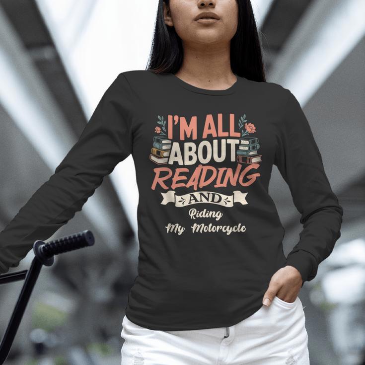 Reading And Motorcycle Life For Bikers Who Love Books Unisex Long Sleeve T-Shirt