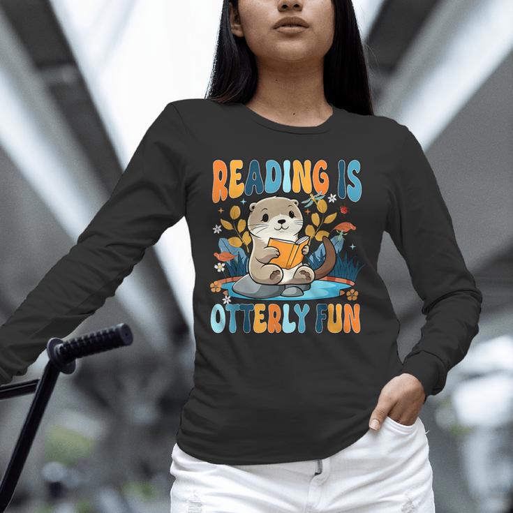 Reading Is Otterly Fun Sea Otter Book Lover Bookworm Unisex Long Sleeve T-Shirt