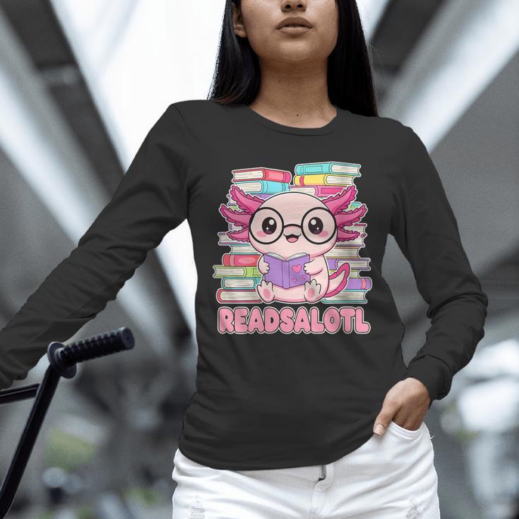 Readsalotl Axolotl Reading Book Bookworm Unisex Long Sleeve T-Shirt