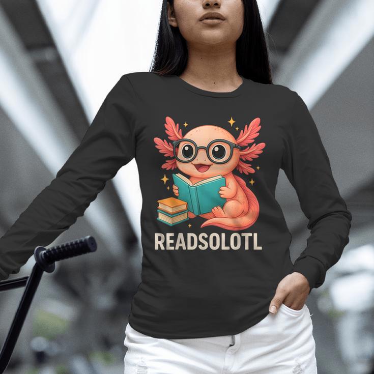 Readsolotl Kawaii Axolotl Reading Book Lover Unisex Long Sleeve T-Shirt