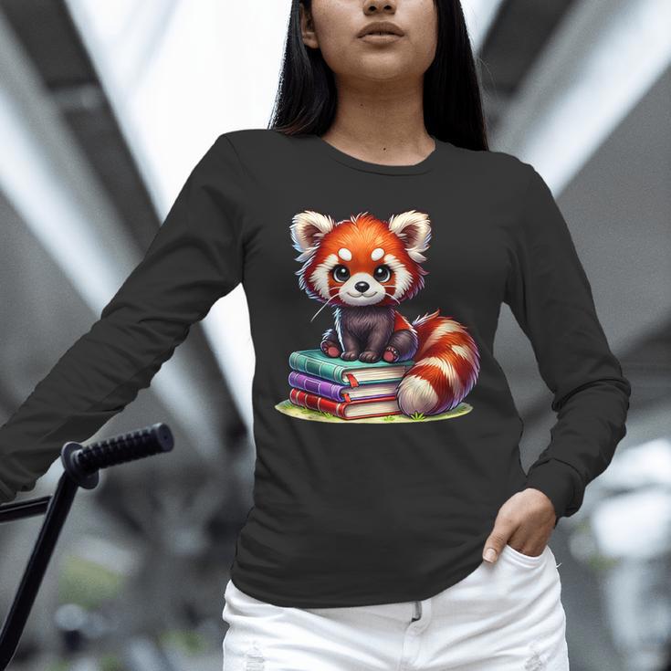 Red Panda Books Lover Reading Bookworm Unisex Long Sleeve T-Shirt