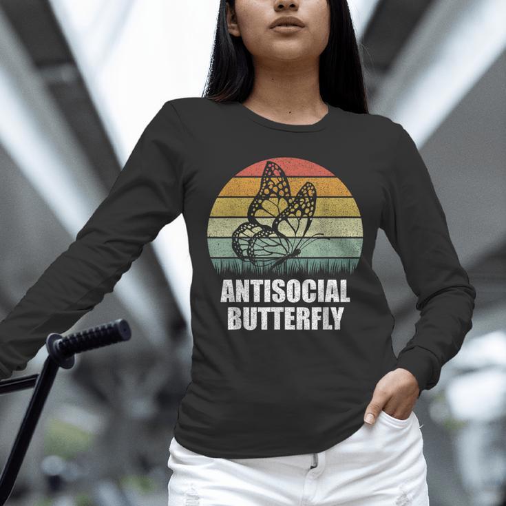 Retro Antisocial Butterfly Shirt For Introverts Unisex Long Sleeve T-Shirt Retro Antisocial Butterfly Shirt For Introverts Unisex Long Sleeve T-Shirt