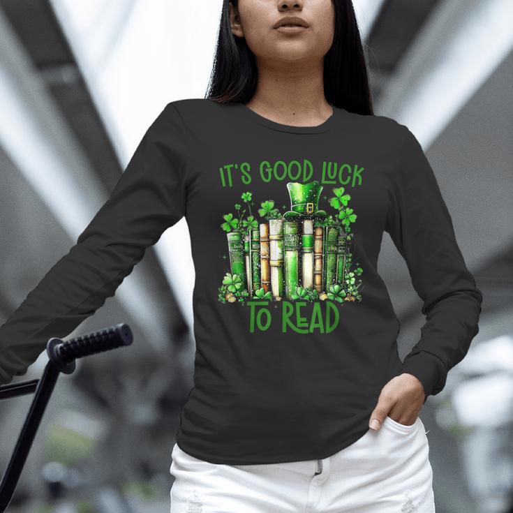 Retro Book Lucky Reading Teacher St Patrick's Day -Adults Small Cotton Blend Polyester Blend Short Sleeve Unisex Long Sleeve T-Shirt