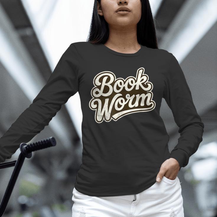 Retro Book Worm Reading For Book Lovers Unisex Long Sleeve T-Shirt