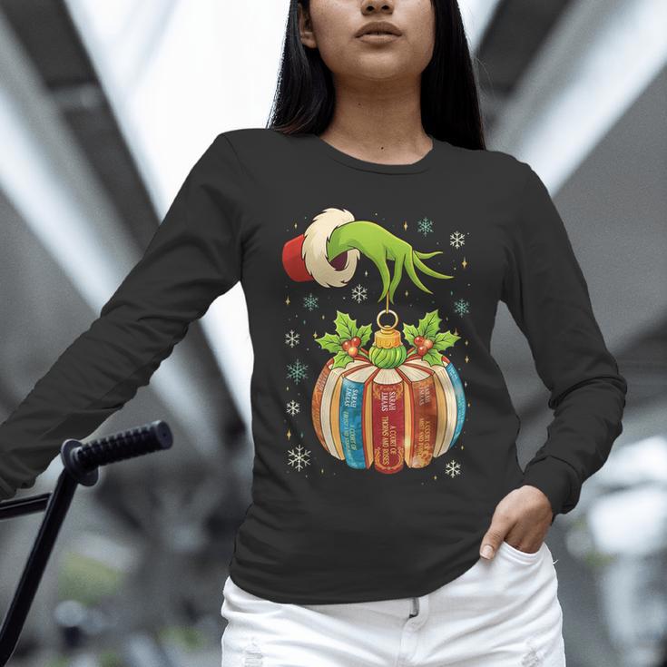 Retro Christmas Ornament Book Christmas Teacher Librarian Unisex Long Sleeve T-Shirt