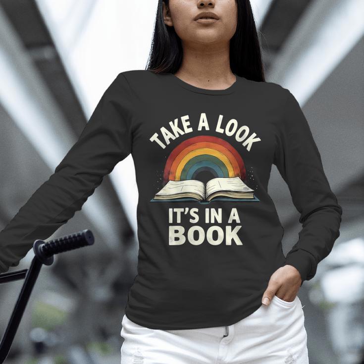 Retro Rainbow Take A Look It's In A Book Reading Unisex Long Sleeve T-Shirt